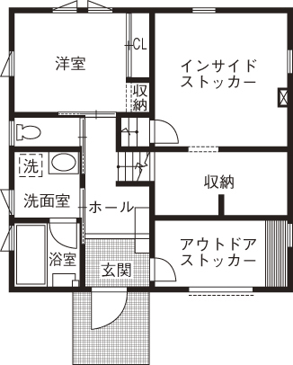 BinO太田 中村住宅工業 【WAVE #アメリカンスタイル #ヤシの木 #シアタールーム】ヤシの木が似合う遊びゴコロのある家の間取り図（3LDK+2ndリビング）1階