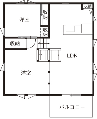 BinO太田 中村住宅工業 【WAVE #アメリカンスタイル #ヤシの木 #シアタールーム】ヤシの木が似合う遊びゴコロのある家の間取り図（3LDK+2ndリビング）2階