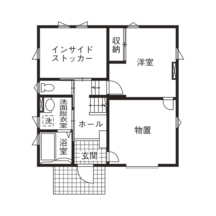 BinO太田 中村住宅工業 【WAVE #ガレージ #ウッドバルコニー #DIY】アウトドアもインドアも！丸ごと遊びつくす家の間取り図（3LDK＋2ndリビング）1階