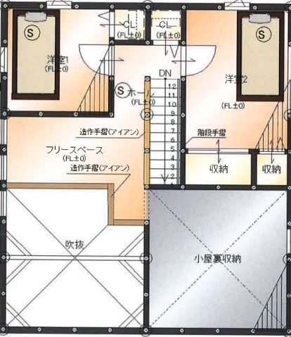 BinO太田 中村住宅工業 【LOAFER #タイル #造作棚 #ウッドデッキ】家族にも仕事にも愛情たっぷり ウイスキーを嗜む家の間取り図（4LDK＋小屋裏）2階