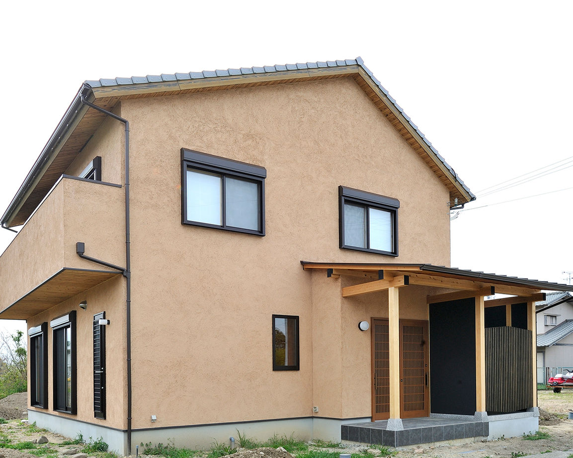 川口建設 【大阪府/間取り図/木の家/ナチュラル】原木の手すりや丸太梁。野趣あふれる木が吹き抜け空間に個性を醸すの建築実例画像10