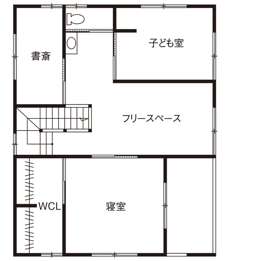 川口建設 【2000万円台/大阪府/木の家/和モダン/間取り】家族が集まる工夫満載リビング。産直材と手仕事の温もりの家の間取り図（3LDK）2階