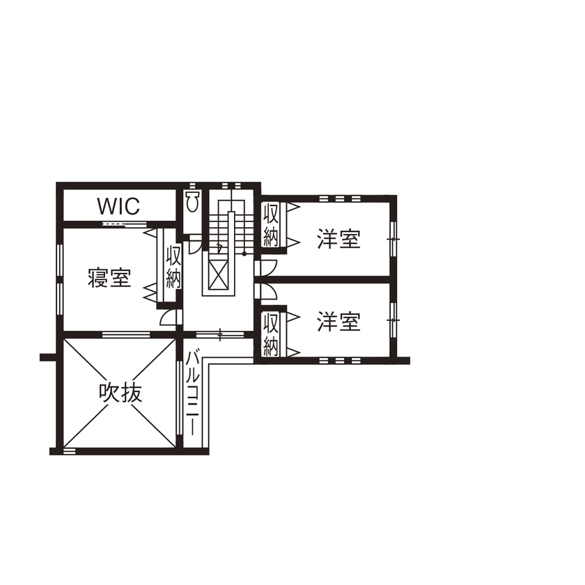 オカモトハウジング 【間取り図有/吹き抜け/ガレージ】重厚な質感と家事効率が共存。石とタイルが調和するデザインハウスの間取り図（4LDK＋ガレージ）2階