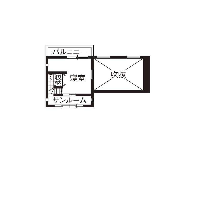 オカモトハウジング 【間取り図有/平屋風/ドッグラン】季節の移り変わりに心躍る。愛犬と暮らす、崖上リゾートハウスの間取り図（2LDK）2階