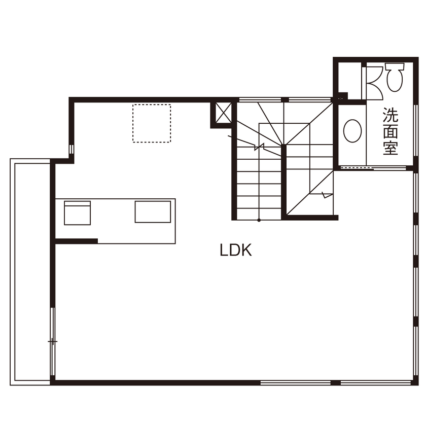 グランイデアル 【東京都/3LDK/3階建て】コンセプトは「33坪に見えない家」。開放的で洗練されたホテルライクな住まいの間取り図（3LDK）2階