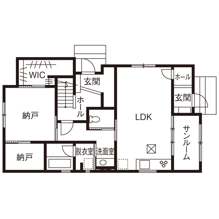 グランイデアル 【埼玉県/二世帯/3階建て】小さな子どもから大人まで、みんなが安全に過ごせる二世帯住宅の間取り図（4LDK）1階