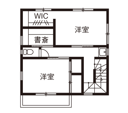 優建築工房 【30坪台・緑あふれる】木漏れ日さす緑豊かな空間。ウッドデッキと勾配天井のある和モダンの家の間取り図null２階