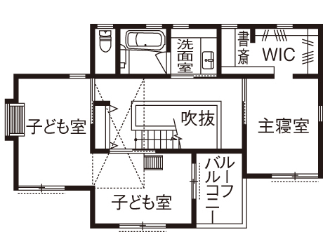 優建築工房 【30坪台・京町家・土間】憧れの京町家をイメージした和モダン。薪ストーブがアクセントになる空間の間取り図null2階
