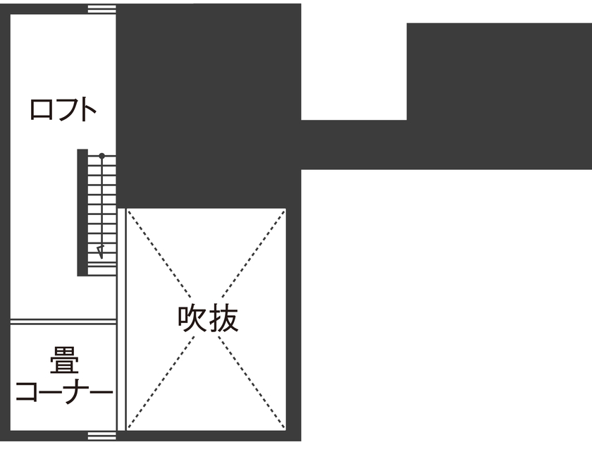 優建築工房 【2000万円台/20坪台/間取り図】コンセプトは「キャンプのできる平屋」。アウトドア派も納得の開放感の間取り図（3LDK）ロフト