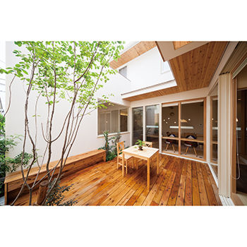 IDEAL HOME　アイデアルホーム（カスタムホーム） 【1000万円台/京都市/アウトドアライフ/約30坪】中庭をコの字に囲む光と風 開放感あふれるホテルライクな家の建築実例画像2