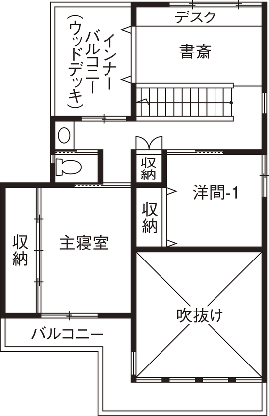 矢島建設工業 【ワークスペース】オンもオフも心地よく。住宅密集地でも明るく開放的に＜間取り有＞の間取り図（4LDK）2階