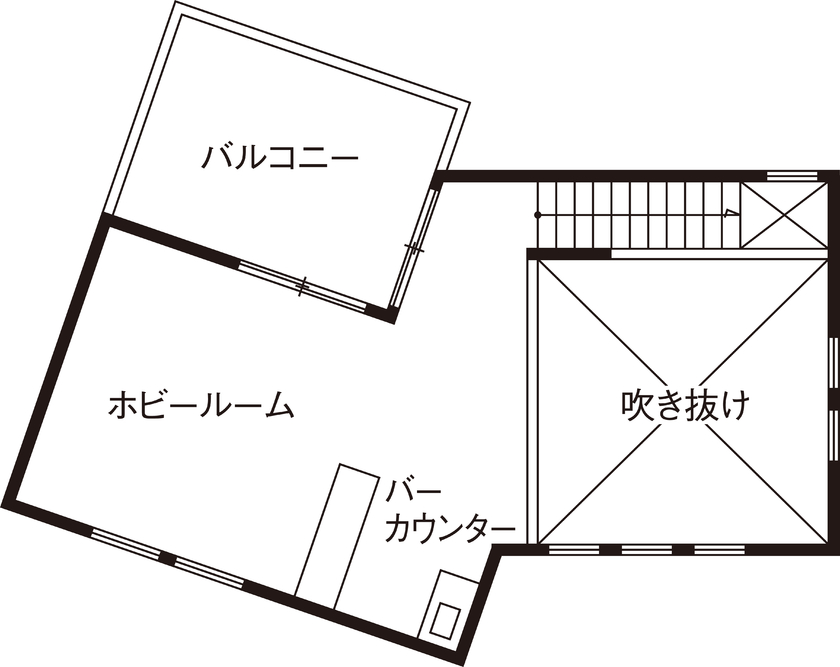 矢島建設工業 【2500～2999万円／吹抜け・3階建て】変形の間取りから生まれる程よい距離感。お手本は海外インテリアの間取り図（4LDK）3階