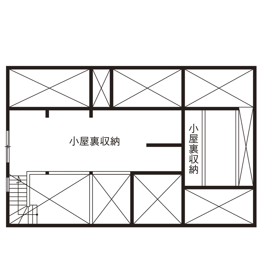 矢島建設工業 【3世帯＋賃貸併用／木造耐火建築】空間をくまなく活かして、それぞれが快適に住う多世帯住宅＜間取り有＞の間取り図（2LDK＋2DK＋K＋賃貸）ロフト階