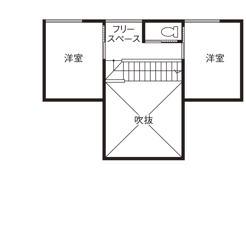 CASA LABO（カーサラボ） by ショーナン・ホーム 【瀬戸市｜30坪台】ヒノキが香る吹抜リビングと平屋的な間取りが◎ 高気密・高断熱な【ECOボード】の家の間取り図（3LDK＋畳スペース）２階