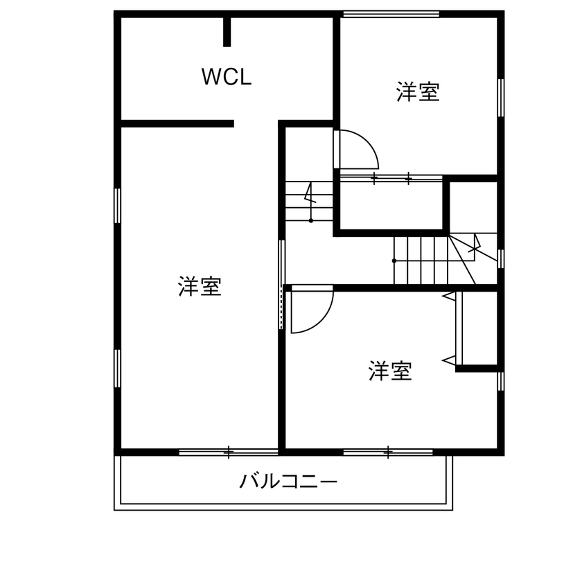 アローラホーム 【堺市・1610万円・土地探し・間取り図有】オープンキッチンや中２階から、リビングで遊ぶ子供を見守れる家の間取り図（4LDK）2階