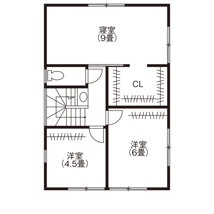 高松工業 【1000万円台/27.5坪】限られた広さでも部屋数はしっかり確保し4LDKに。収納充実、ステキな白いキッチン！の間取り図（4LDK）2階