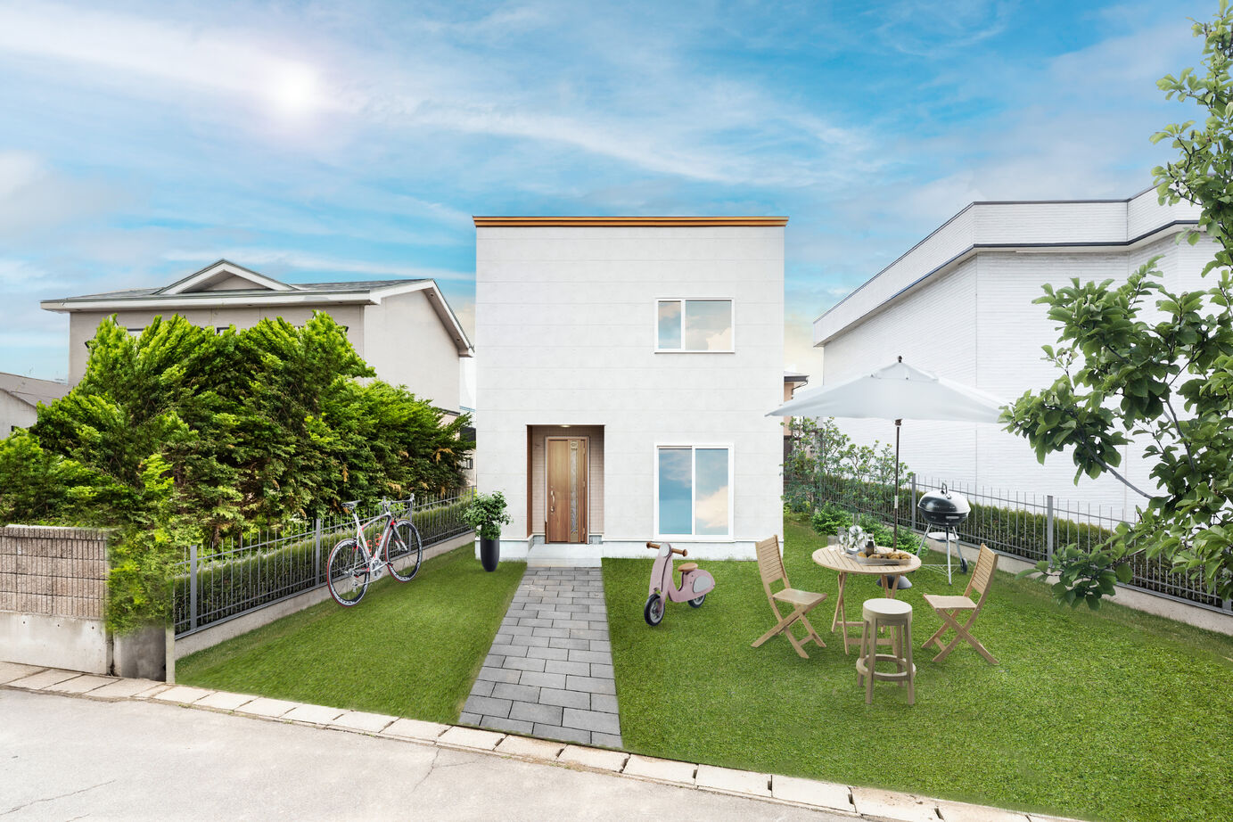 高松工業 効率的な家事動線と開放的なデザインで暖かみのある心地よい家。の建築実例画像