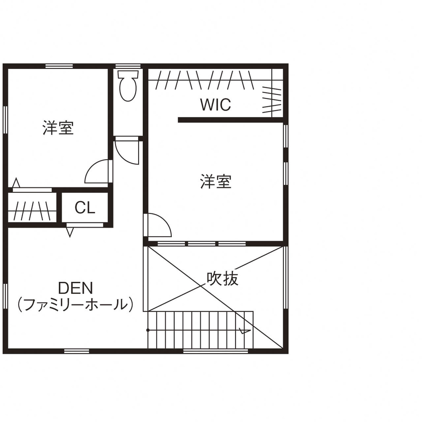 studio＊mag（スタジオマグ） 【1000万円台/32坪/間取り図/ウッドデッキ】ベースプランをカスタム!休日はパラソルを広げて外ごはんを満喫の間取り図（3LDK）2階