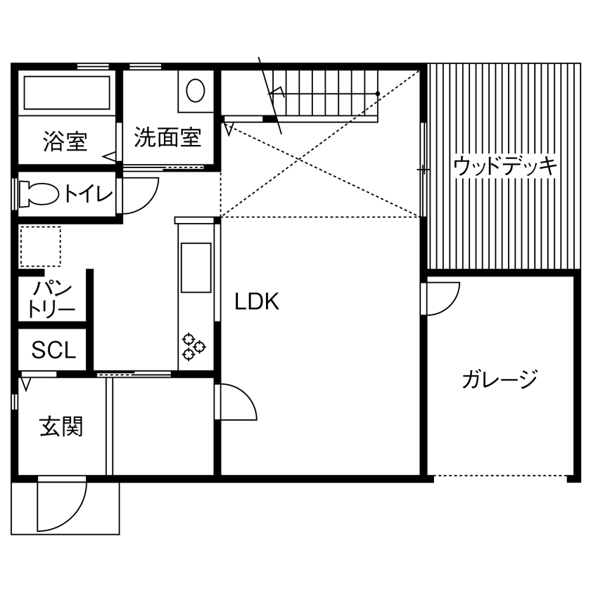 studio＊mag（スタジオマグ） 【1000万円台/32坪/間取り図/インナーガレージ】ワクワクが満載のバイクガレージを遊び尽くす！の間取り図（3LDK）1階