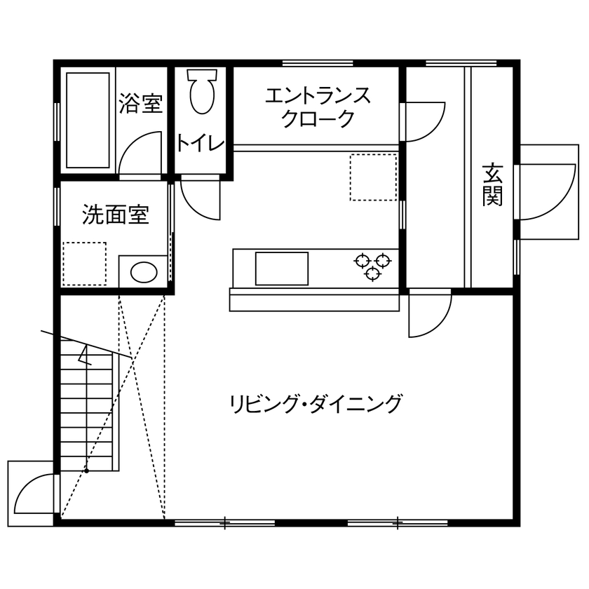 studio＊mag（スタジオマグ） 【1000万円台/30坪/間取り図/シンプル＆キューブ】人気のプロダクトをアレンジして大人スタイルで暮らすの間取り図（3LDK）1階