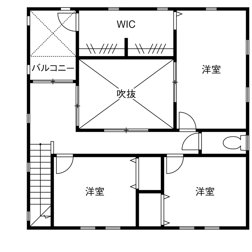 studio＊mag（スタジオマグ） 【1000万円台/33坪/間取り図/中庭】プール遊びもBBQも思い切り満喫！ライトコートの開放感を365日楽しむ家の間取り図（4LDK）2階