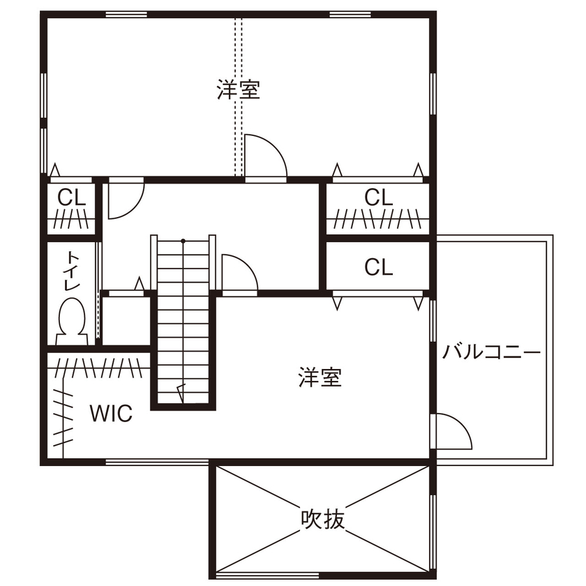 studio＊mag（スタジオマグ） 【1000万円台/31坪/間取り図/吹き抜け】シンプルなのに個性的！自分流のカッコいい家を自由設計＆予算内での間取り図（2LDK）2階