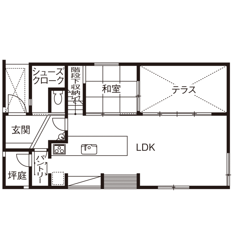 ハスカーサ　ポラスグループ 【2000万円台/30坪台/間取り図あり】灯りが迎える美しい玄関。重厚さと開放感をマッチさせた空間設計の家の間取り図（3LDK）1階