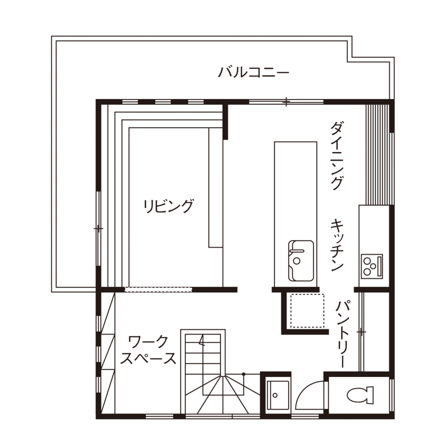 ハスカーサ　ポラスグループ 【4000万円台/二世帯住宅/完全分離型/間取り図あり】エーゲ海の街並みを彷彿とさせる美しい白い3階建ての家の間取り図（1LDK+1LDK）3階子世帯
