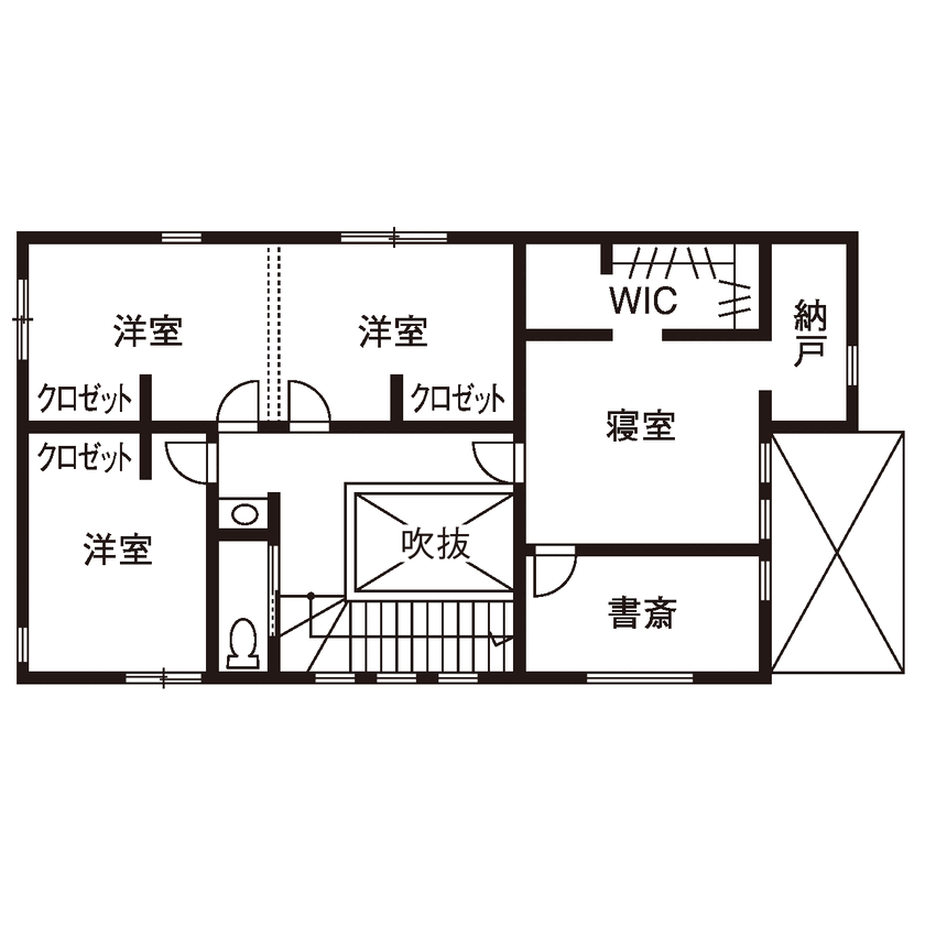 ハスカーサ　ポラスグループ 【3000万円台/40坪台/吹抜け/間取り図あり】大好きな作家の世界観をカタチに。子育てにも優しい理想の家の間取り図（4LDK）2階
