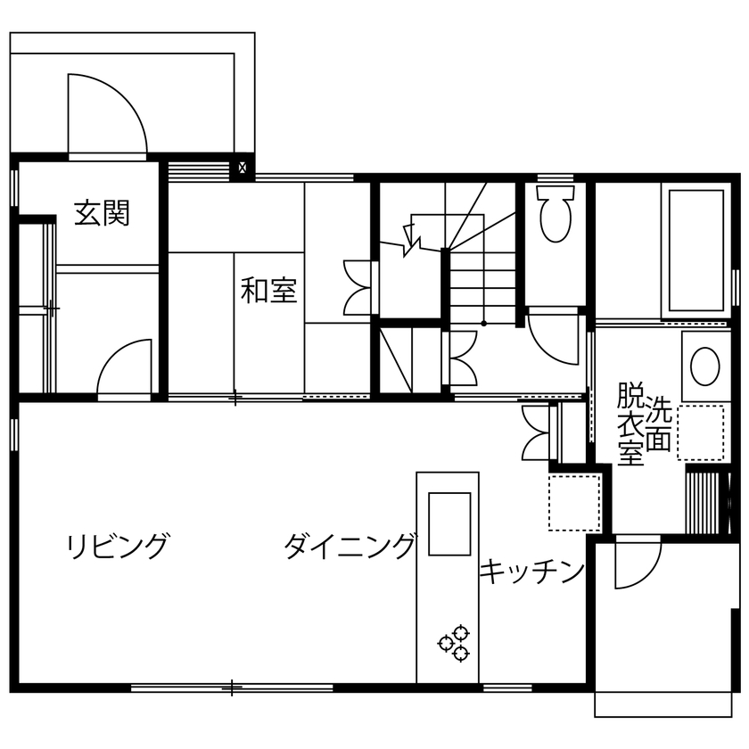 花みずき工房 【静岡｜G2グレード｜間取図あり】高断熱×太陽光発電、天然素材を多用した優しく高性能なデザイン住宅の間取り図（4LDK）１階