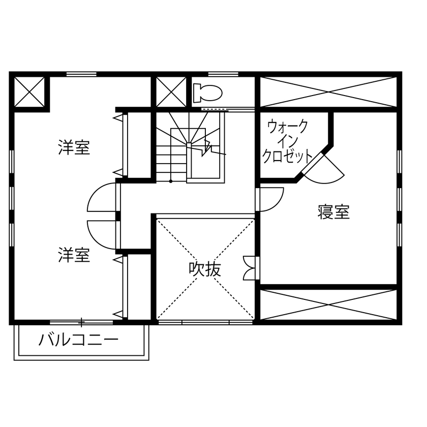 花みずき工房 【静岡｜北欧風｜吹抜け｜2400万円｜間取図あり】光と風がたっぷり注ぐ、"甘すぎない"北欧テイストの住まいの間取り図（3LDK）２階