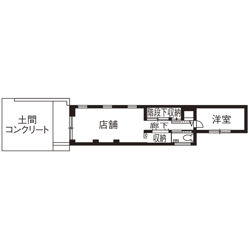 丸山建設（Ｅ‐ＨＯＭＥ一級建築士事務所） 【間口3.8ｍ/店舗併用/3階建/間取図/狭小】間口3.8ｍの狭小住宅。高い強度を叶える木造フレーム工法の家の間取り図（2LDK）1階