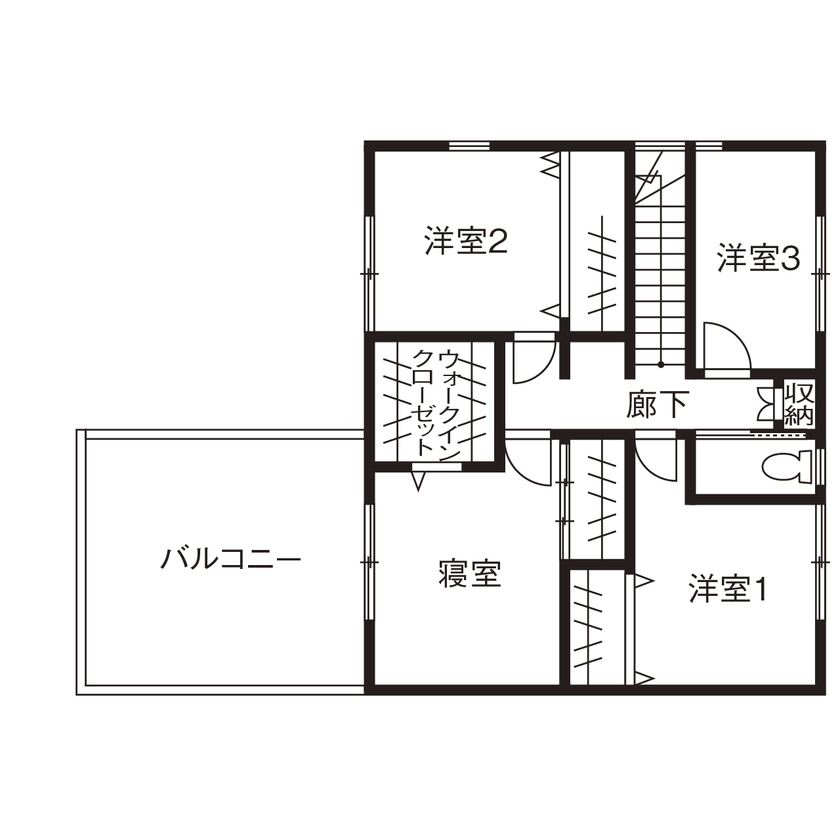 丸山建設（Ｅ‐ＨＯＭＥ一級建築士事務所） 【愛知県/2000万円台/間取図有/ビルトインガレージ】キッチンを中心にしたLDK。家事楽でオシャレな家の間取り図（4LDK）2階