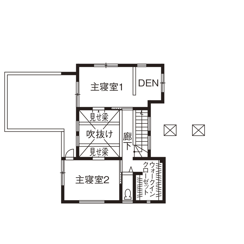 丸山建設（Ｅ‐ＨＯＭＥ一級建築士事務所） 【愛知県/3000万円台/ビルトインガレージ/間取図有】アイランドキッチンの家 夫婦で暮らすおしゃれな家の間取り図（4LDK）2階