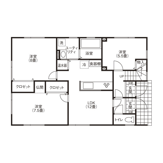 匠建(たっけん）コーポレーション 【2世帯住宅】上下で住み分ける完全分離型　母と一緒に安心して暮らす家の間取り図null1階