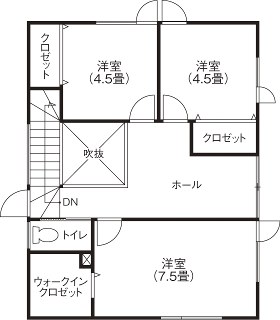 匠建(たっけん）コーポレーション 【札幌市　30.94坪 ３人家族　全室床暖房】20代で建てた家「私達の予算でこんないい家が建てられるとは！」の間取り図（3LDK）２階