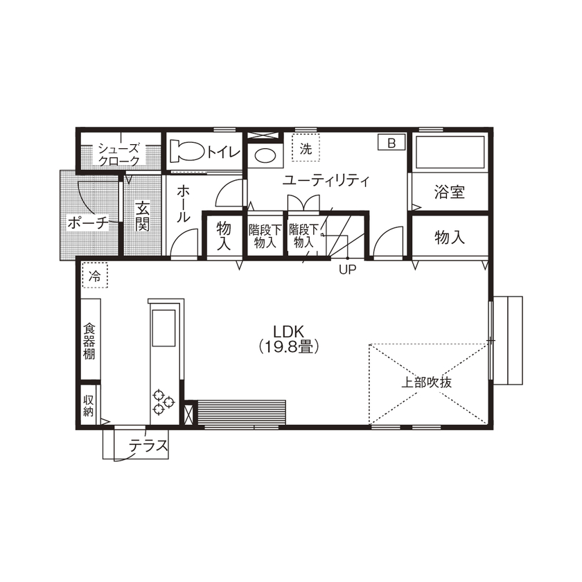 匠建(たっけん）コーポレーション 【札幌市　28坪　4人家族　全室床暖房】決め手は、オール床暖房と提案力。我が家らしい心地よさを演出の間取り図（3LDK）1階
