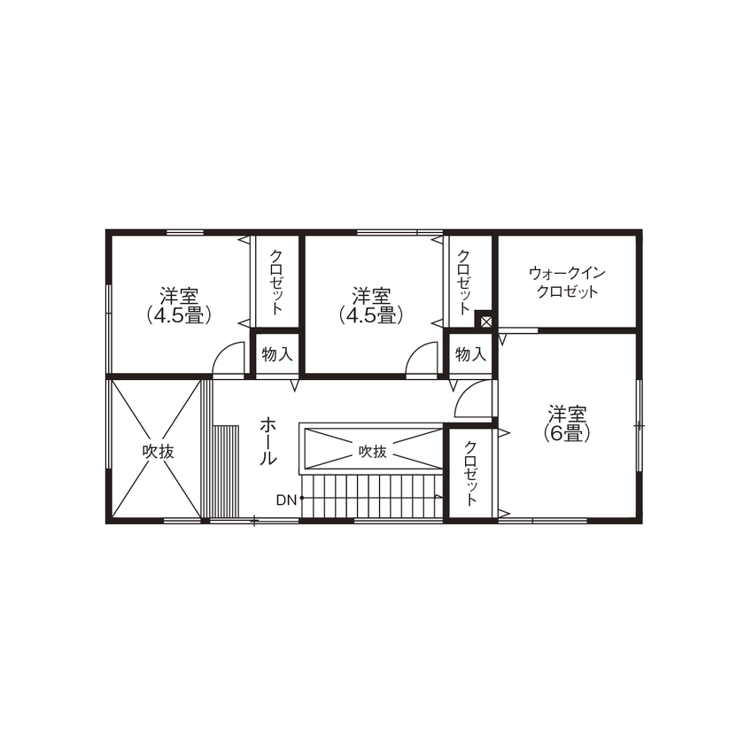 匠建(たっけん）コーポレーション 【札幌市　30坪　３人家族　全室床暖房】安心して見守れる子育て設計。床暖房や吹抜けで広々明るくの間取り図（4LDK）2階