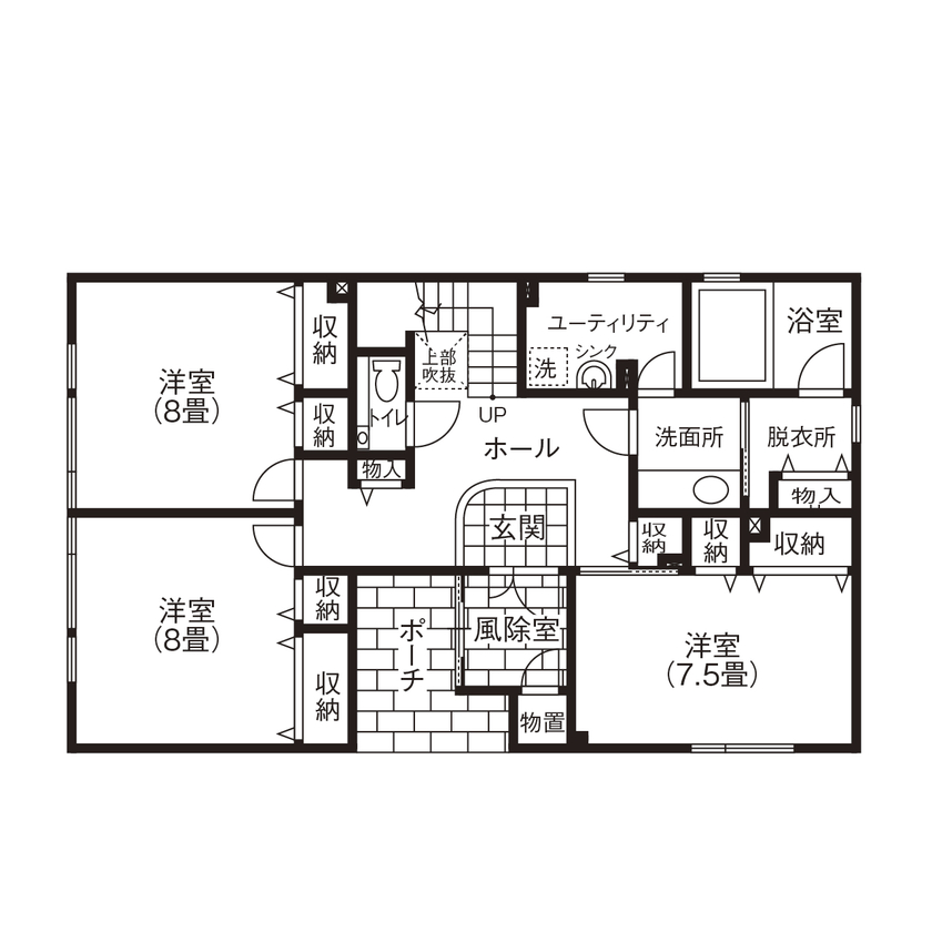 匠建(たっけん）コーポレーション 家族みんながくつろげる2階リビング！プレイスペースも確保の広々空間の間取り図（4LDK）1階