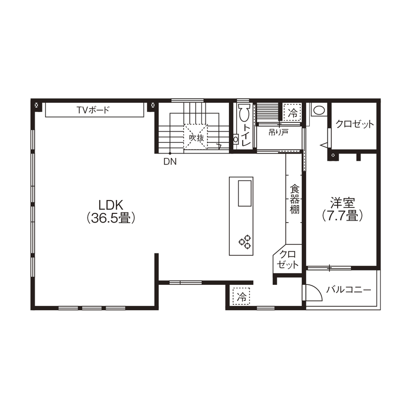 匠建(たっけん）コーポレーション 家族みんながくつろげる2階リビング！プレイスペースも確保の広々空間の間取り図（4LDK）2階