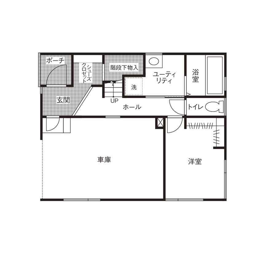 匠建(たっけん）コーポレーション 開放感ある2階リビングとDIYもできるガレージで思いのままにの間取り図（3LDK）1階