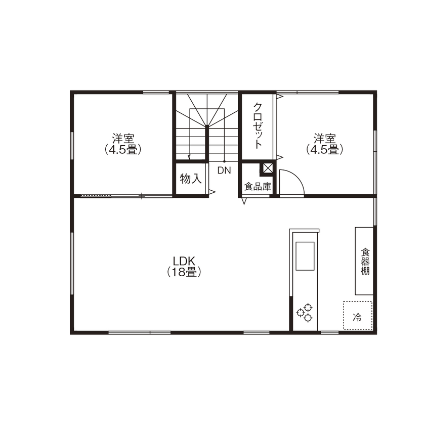 匠建(たっけん）コーポレーション 開放感ある2階リビングとDIYもできるガレージで思いのままにの間取り図（3LDK）2階