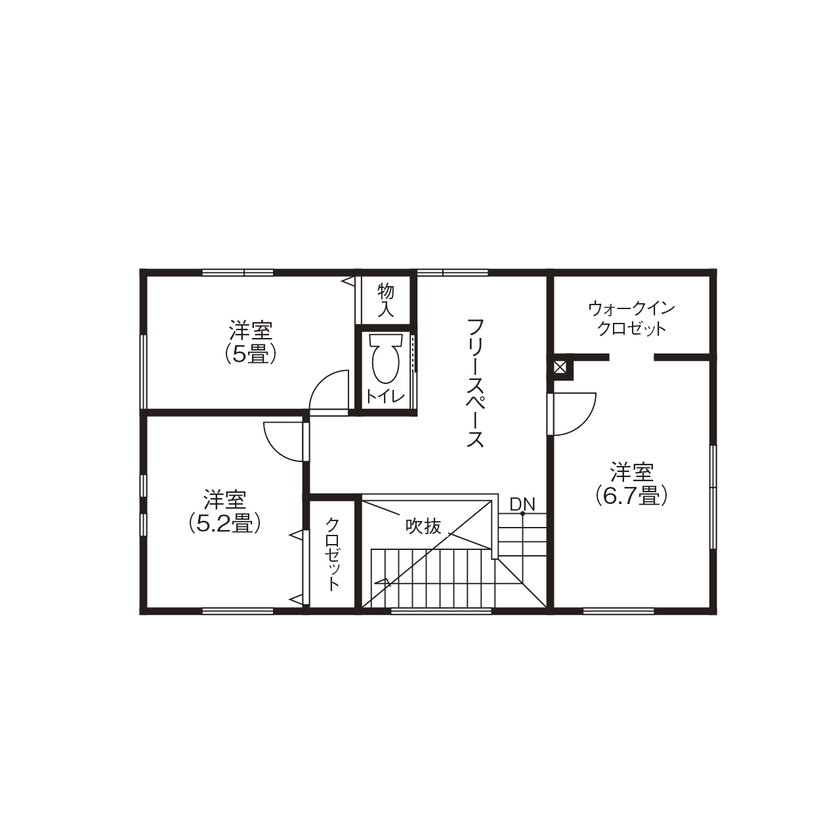匠建(たっけん）コーポレーション 【札幌市　31坪　4人家族　ガルバリウム鋼板】欲しいものがすべてそろった住みやすい家の間取り図（4LDK）2階