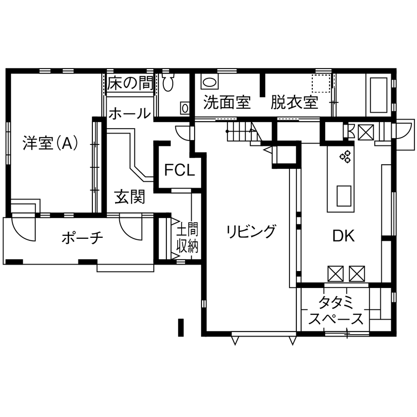 サティスホーム 【間取り図有×2000万円台×土間収納×ダウンリビング】建築のプロが「自宅を建てるならここ！」と同社を選択の間取り図（4LDK）1階