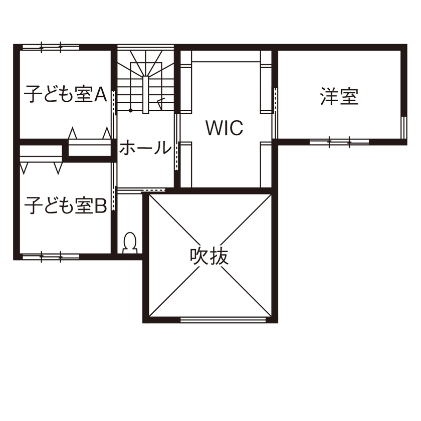 サティスホーム 【四日市市×2000万円台×吹き抜けリビング×間取図有】憧れたホテルライクな暮らしのための自由設計の間取り図（3LDK）2階