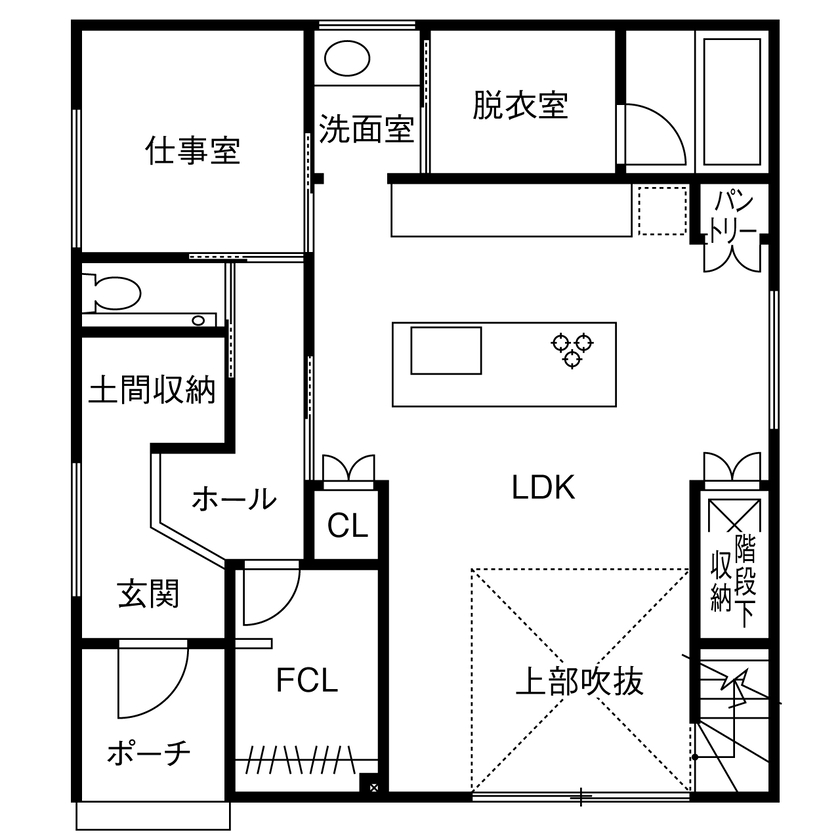 サティスホーム 【2000万円台×吹抜け×間取図有】20代で建てた夢のマイホーム「予算内での理想以上の提案が決め手です」の間取り図（4LDK）1階