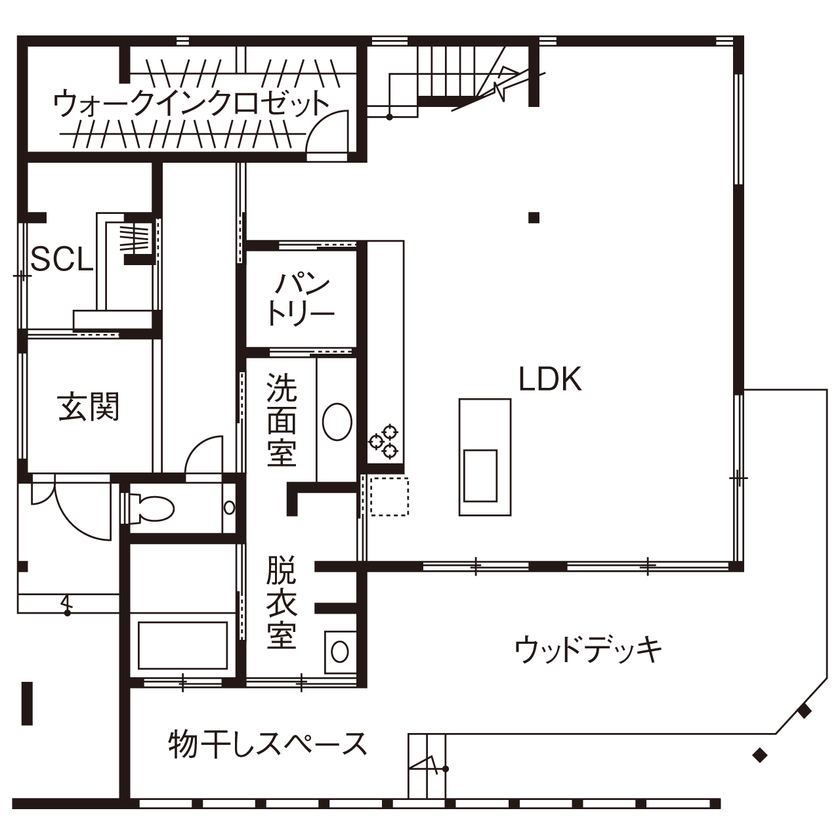 じょぶ 【奈良/4000万円台/50坪台】SE構法。耐震等級３を保ちながら、ガラス張り×吹抜けでダイナミックな開放感をの間取り図（4LDK）1階
