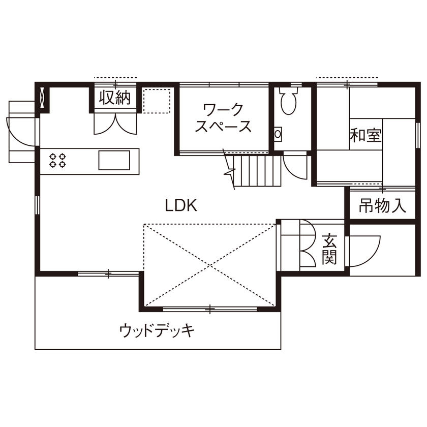 じょぶ 【間取り図有/20坪台】森の中に佇むようなナチュラルな住まい。築年数を経て、より一層増した味わいも魅力の間取り図（3LDK）1階