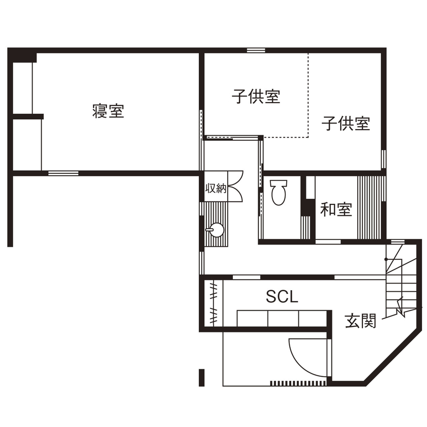 じょぶ 【大阪/4000万円～/ガレージ/ZEH/30坪台】SE構法で2階リビングを開放的に パッシブデザイン効果で心地よくの間取り図（3LDK＋和室（書斎））1階