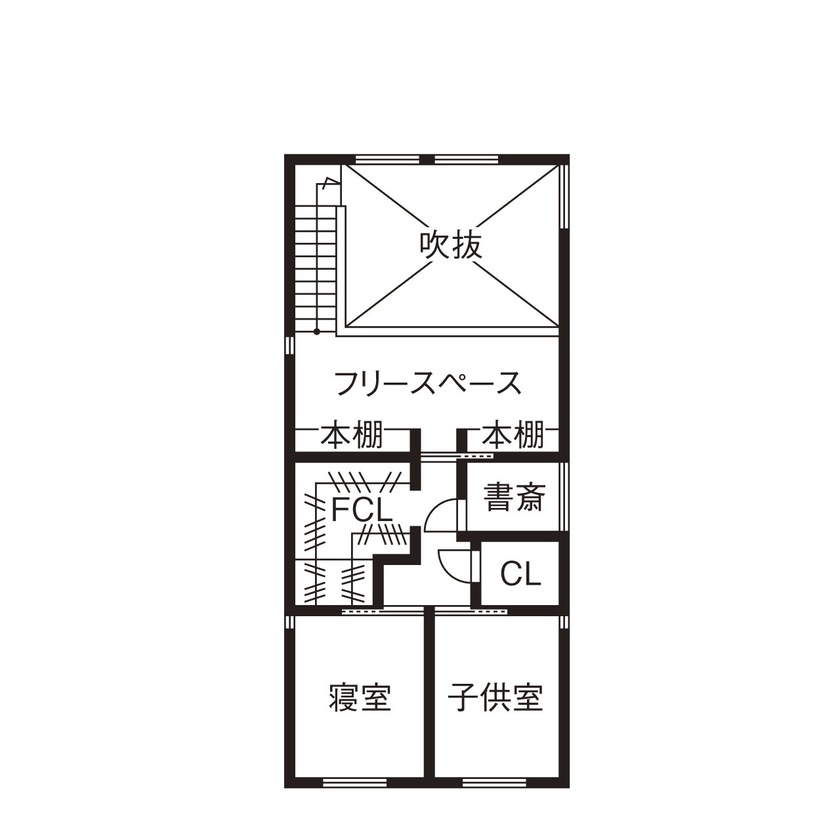 じょぶ 【大阪/3000万円台前半/30坪台】SE構法ならではの技術×設計力で北向きリビングを明るく開放的にの間取り図（2LDK）2階